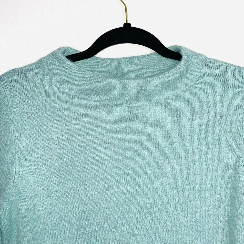 LOFT Aqua Mock Neck Wool Blend Plush Yarn Pullover Sweater Small Women’s
